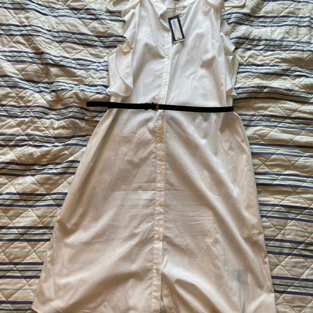 Worthington White ruffle midi dress